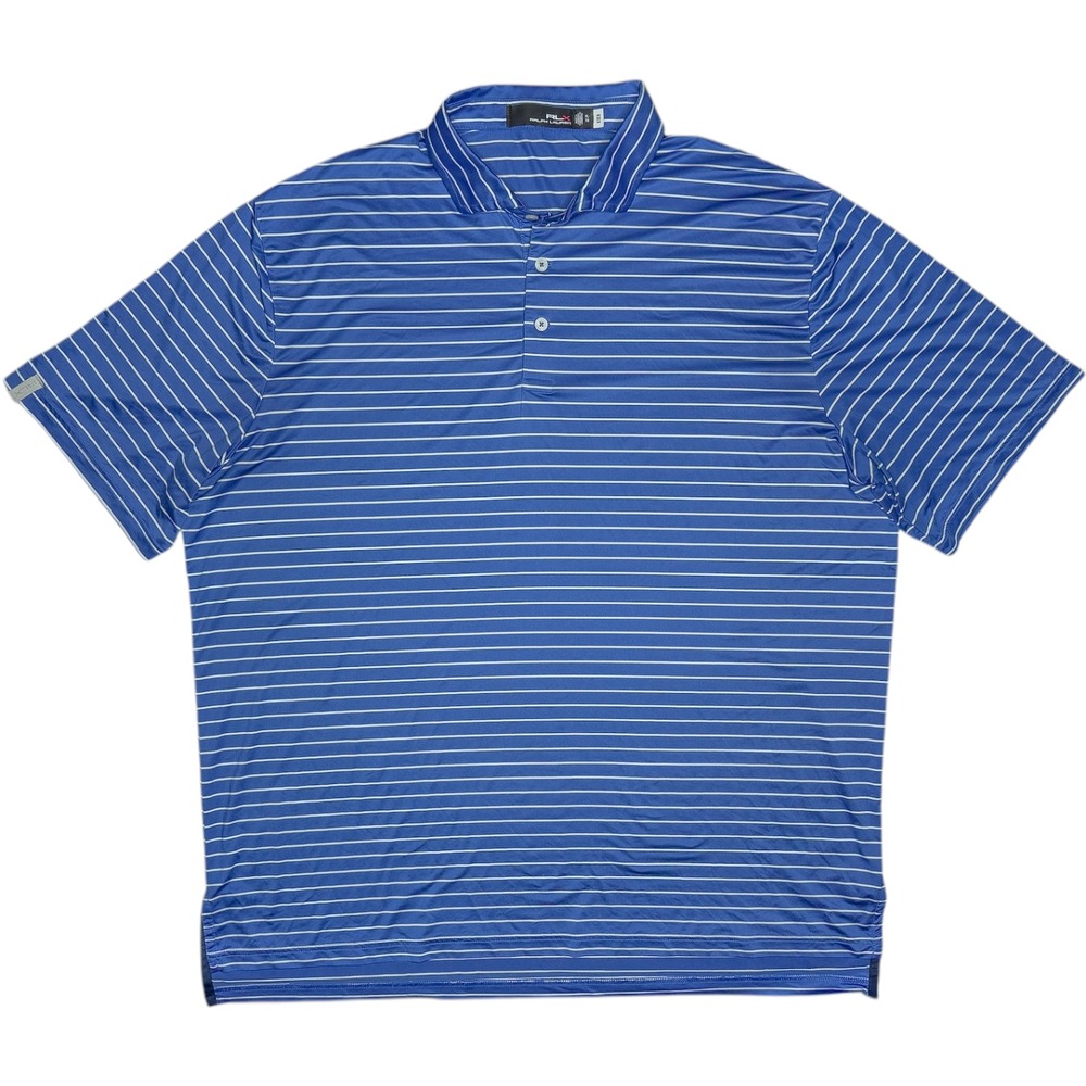 RLX Ralph Lauren Mens XL Golf Polo Featherweight Performance Stretch Blue Stripe